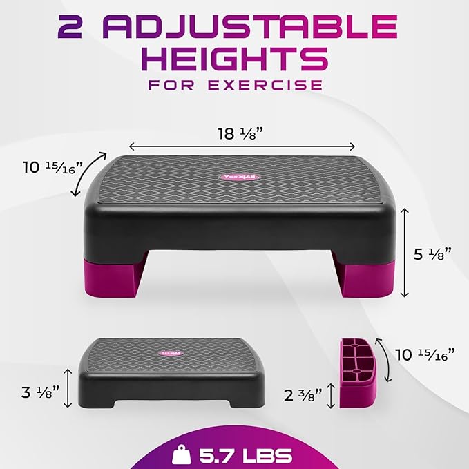 Yes4All Aerobic Exercise Step Platform, Exercise Stepper with Risers for Cardio and Strength Training, Workout Stepper for Home Gym