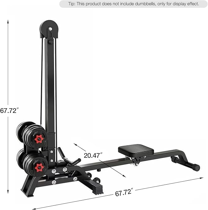 Foldable Multifunctional Rowing Machine, Dumbbell-Loaded Home Gym Equipment, Adjustable Resistance Strength & Cardio Trainer, Full Body Workout with Pull Down System (No Dumbbells Included)