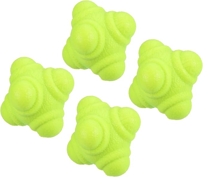 4 Pack Reaction Ball - TPR Low Difficulty Flexibility Training Ball Apply to Sports Exercise Daily Use (43 x 43 x 53mm, Yellow)