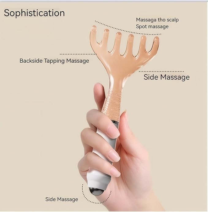 Scalp Massager & Gua Sha Tool Set - Manual Head Massager, Massage Comb for Relaxation & Stress Relief (Grey & Brown)