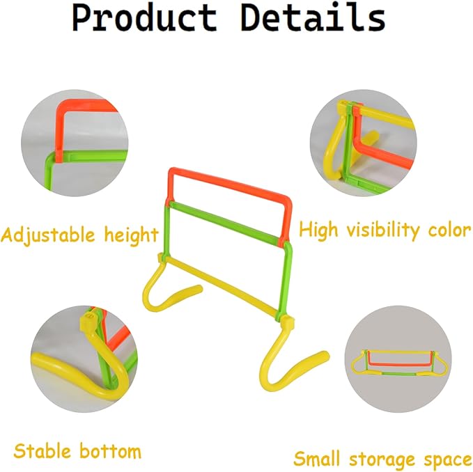 TNZMART Agility Hurdles, Adjustable Training Hurdles with 4 Heights and 3 High Visibility Colors for Soccer, Agility and Fitness Training