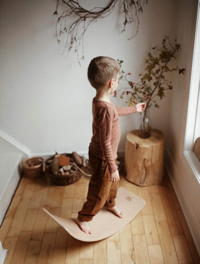 Kinderfeets, Kinderboard, Waldorf Original Wooden Balance Board for Toddlers, Kids, Teens, Adults