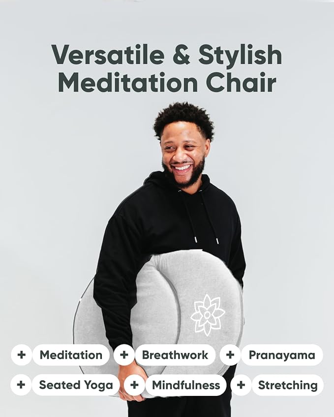 Mindful Modern Meditation Chair | Adjustable Floor Chair with Back Support | Padded Floor Seat for Posture Support and Comfort | Portable Folds Flat for Storage | Indoor/Outdoor Use | Classic White