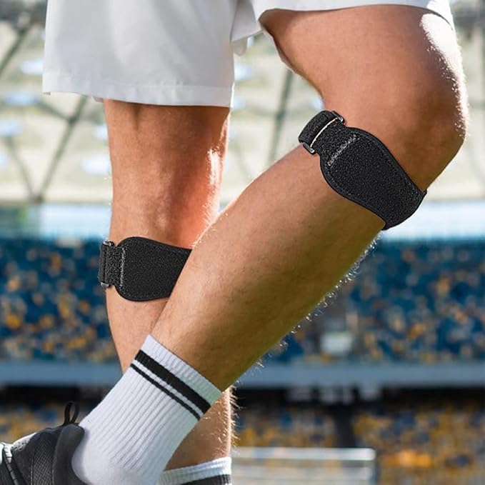VANZACK Adjustable Patellar Knee Strap with Breathable Silicone Pads, Dual-Side Support Knee Brace for Relief and Sports Protection, Black, Unisex Joint Wrap for Running and Exercise