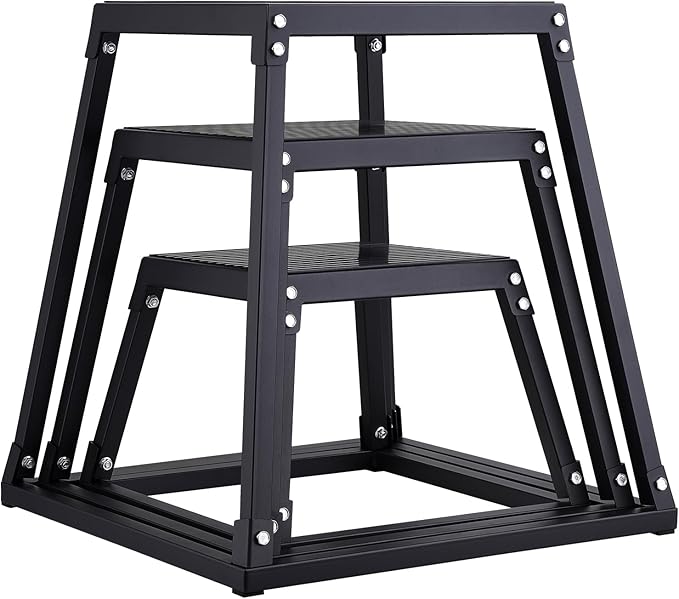 VEVOR Plyometric Platform Box, Plyometric Jump Box, Fitness Steel Plyo Box for Home Gym Jump Training, Crossfit, Conditioning, Strength Training, Black