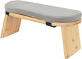 Meditation Bench Foldable & Ergonomic, Kneeling Meditation Stool with 5° Forward Tilt & 400lbs Capacity, Bamboo Meditation Stool with Detachable Velvet Cushion forYoga Prayer (Gray)