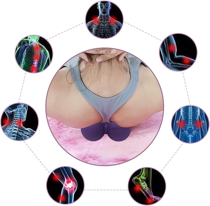 Peanut Massage Ball,Double Lacrosse Ball for Neck and Back,Medium Density Myofascial Release Massager Ball for Deep-Tissue Massage Muscle Knots Yoga Therapy(Purple)