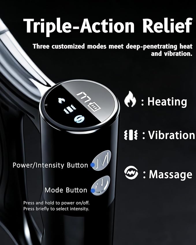 Electric Muscle Scraper Tool with Vibration,Massage& Heat, Portable Gua Sha Massager for Full Body Muscle Recovery, Relaxation, and Pain Relief (Black-Gel)