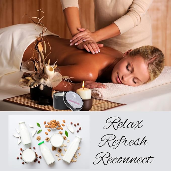 FLEUR DE SPA Massage Oil Candle – 6oz with Pour Spout – Made in USA – All Natural Coconut & Soy Blend – Melts to Warm, Alluring & Hydrating Body Oil – Perfect Spa & Gift Candle (Midnight Dragon)