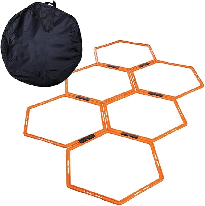 Compatible for 60cm Hexagon Agility Rings Training Ladder Speed Hurdles Soccer Basketball Rugby Gym Equipment