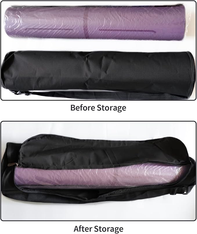 Yoga Mat Bag, Full Zip Exercise Yoga Mat Carrier Bag with Adjustable Strap, Waterproof Yoga Mat Carry Bag Strap for Most Yoga Mats to Gym Class Beach Park Travel for Women & Men (Black)