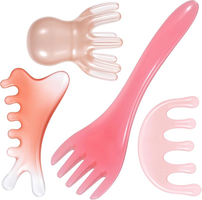 4 Pack Head Massager Scalp Comb Resin Scalp Stress Relax Tool Gua Sha Five Claw Massage Tool Portable Scalps Stress Relax Tools Manual Hair Scalps Massager for Father's Day Mother's Day Birthday Gifts