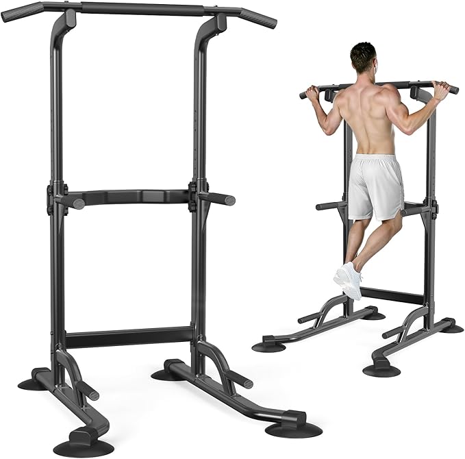 Dskeuzeew Power Tower Pull Up Bar Station, 450LBS Stable Power Tower Training Heavy-Duty Fitness Equipment for Home Gym