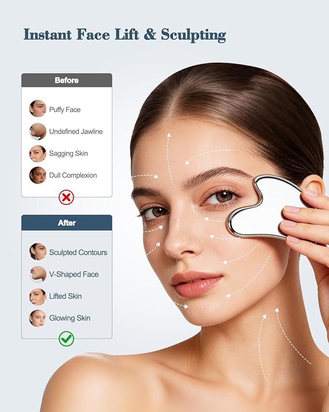 airogym 2 in 1 Stainless Steel Gua Sha Massage Tool - Professional Muscle Scraper for Soft Tissue Mobilization, IASTM Physical Therapy & Myofascial Release - Body Sculpting & Pain Relief Kit