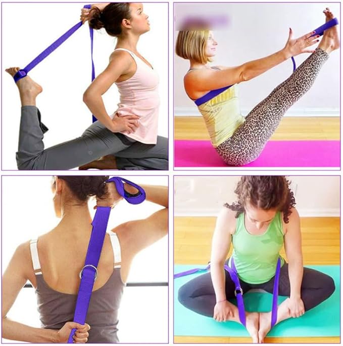 POPETPOP Yoga Stretch Belt 72 Inch Elastic Strap with Sturdy Buckle for Flexibility and Muscle Stretching in Yoga and Fitness