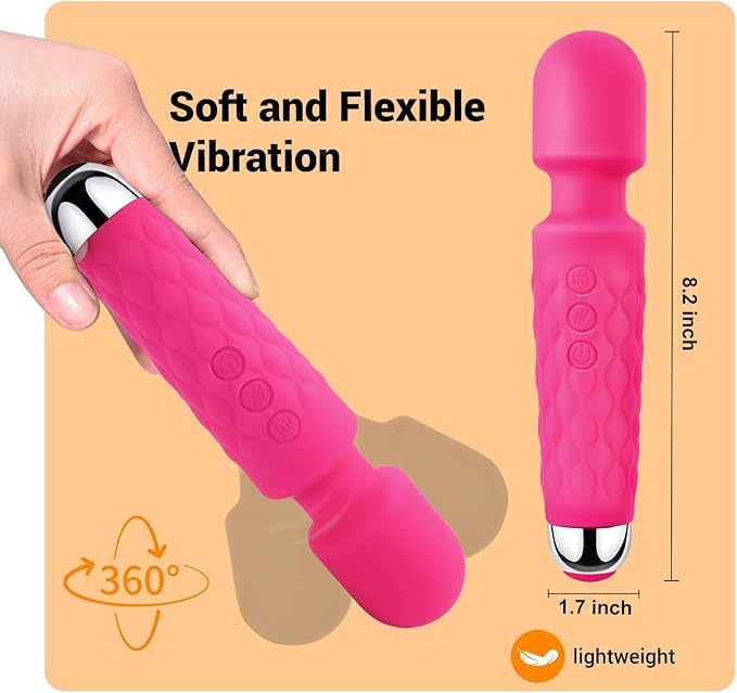 Handheld Massager,Power Wand Wireless Rechargeable Vibrating Massager, Body Massaging for Woman and Back Neck Muscle Aches (Pink)
