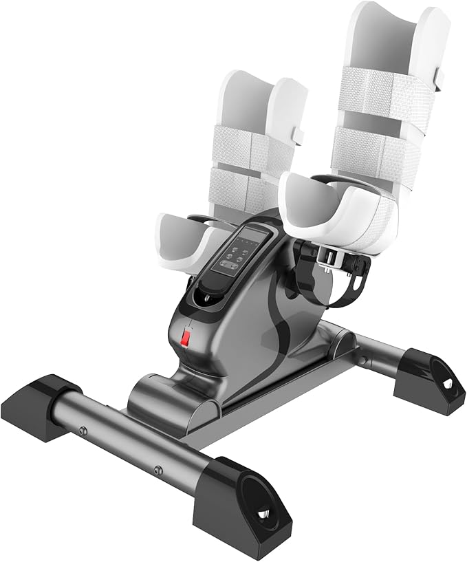 Mini Exercise Bike Electric Pedal Exerciser with Upgraded Non-slip Base Remote Control Indoor Under Desk Bike for Hand, Arm, Knee, Leg Home Recovery Workout Equipment Elderly Motorized Exerciser