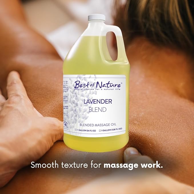 Best of Nature Lavender Blend Massage Oil - Non-Greasy Aromatherapy Massage Oil for Body, Skin & Face, Crafted with Pure Essential Oils, Bulk Sizes (8 fl oz)