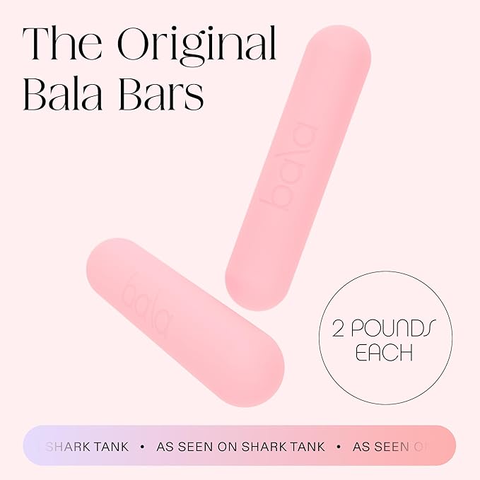 Bala Bars Dumbbell Set for Women & Men - Set of 2 Bars Designed for Walking, Strength Training, HIIT, Boxing & Aerobics - Hand Weights for Working Out at Home