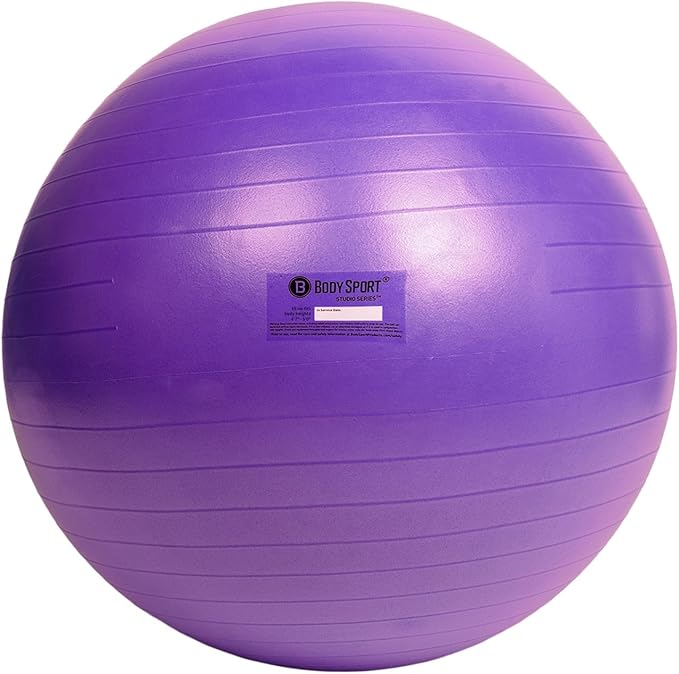 Body Sport Exercise Ball with Pump for Home, Gym, Balance, Stability, Pilates, Core Strength, Stretching, Yoga, Fitness Facilities, Desk Chairs