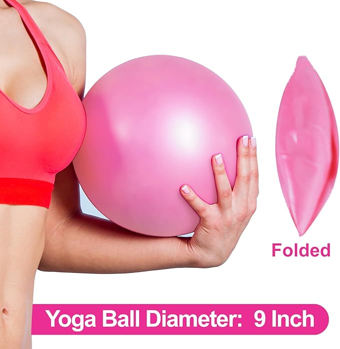 nononfish Mini Exercise Barre Ball for Yoga,Pilates, Stability Exercise Home Workout, Core Training and Physical Therapy Small Bender Ball 9 Inch with Inflatable Straw