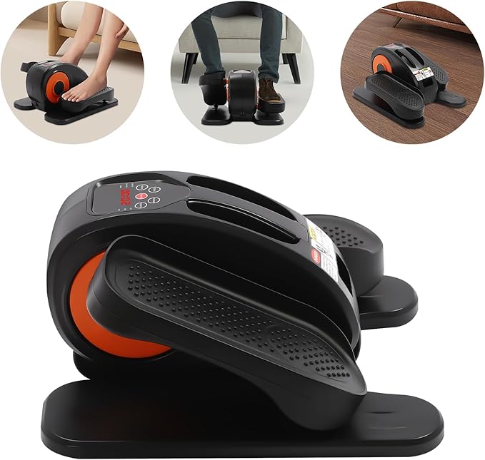 Under Desk Elliptical, 2 in 1 Ellipse Leg Exerciser for Seniors Adults 5Gear Electric Seated Pedal Exerciser W/Anti-Slip Pads Quiet Elliptical Machine with Remote Control for Home