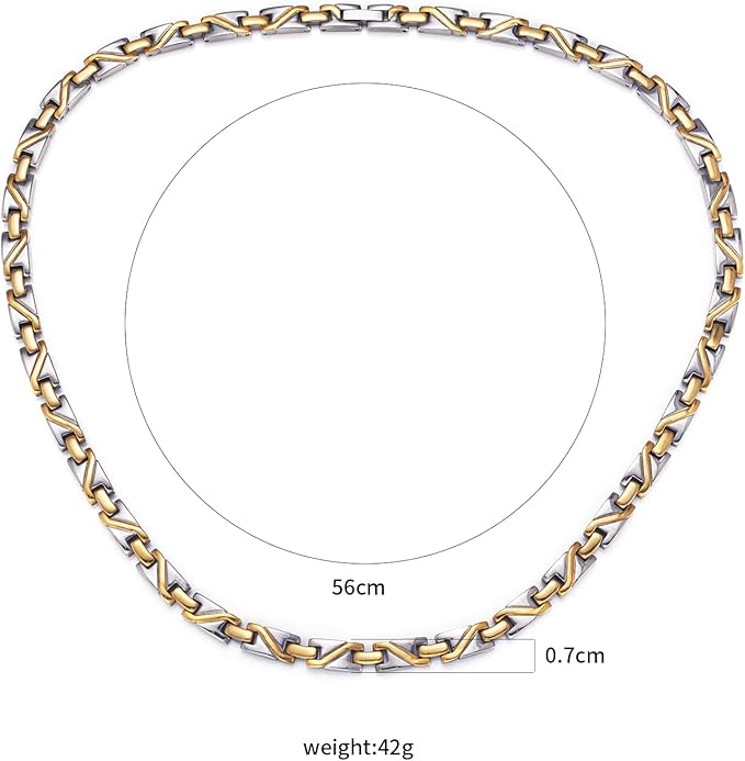 Titanium Gold & Silver Gradient Magnetic Necklace for Men & Women, Fashion Jewelry