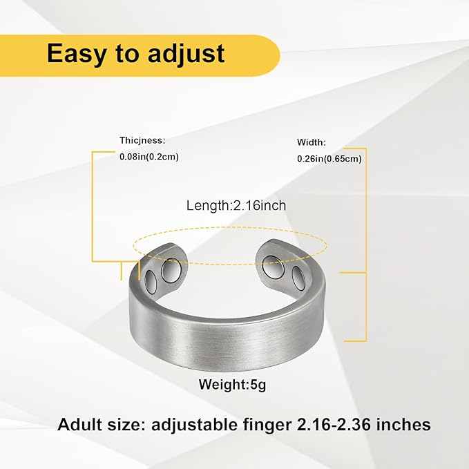 Copper Rings for Women, Pure Copper Adjustable Silver Magnetic Ring,Copper Jewelry Present(0932S)