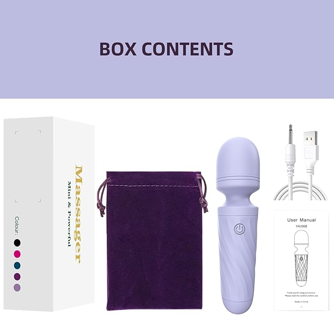 Handheld Personal Mini Massager Tool– Waterproof, USB Rechargeable, 10 Vibration - Perfect on Back Legs Hand Pains and Sports Recovery(Gray Purple)