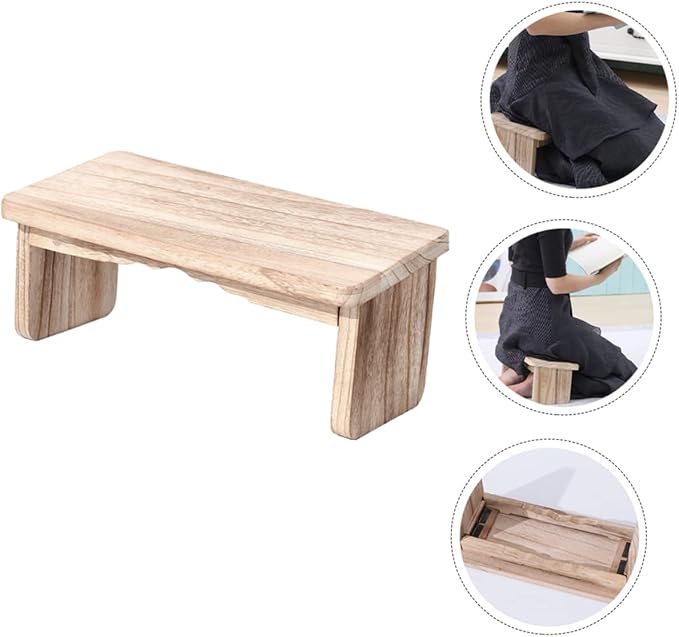 Mikikit Meditation Bench Portable Wooden Kneeling Stool Foldable Zen Stool for Meditation Prayer and Tea Non-Slip Design Lightweight for Home Use