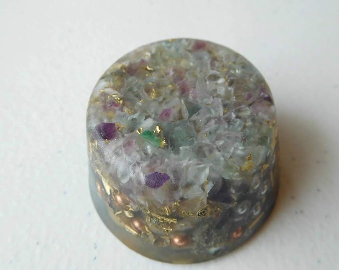 Rainbow Fluorite Orgone Generator Energy Accumulator 528Hz/7.83Hz/Advance Harmonics Many Beautiful Ingredients and Colors! (Rainbow Fluorite)