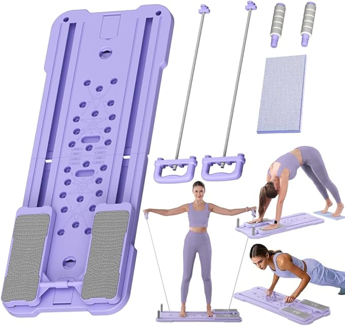 Multifunctional Pilates Board - Home Fat Burning Fitness Equipment with 3 Modes, Foldable Design, 330LBS Capacity, Stainless Steel Rollers for Core, Leg, Arm & Back Training