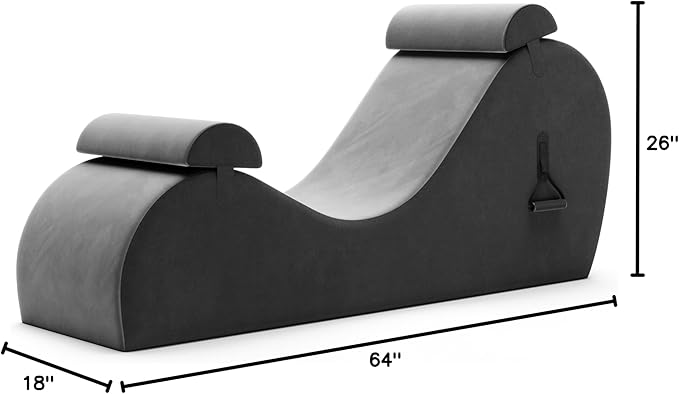 Avana Chakra Yoga Chaise - 2 Adjustable Headrests & Handles with Adjustable Straps, Micro-Velvet/Microloop, Grey & Grey