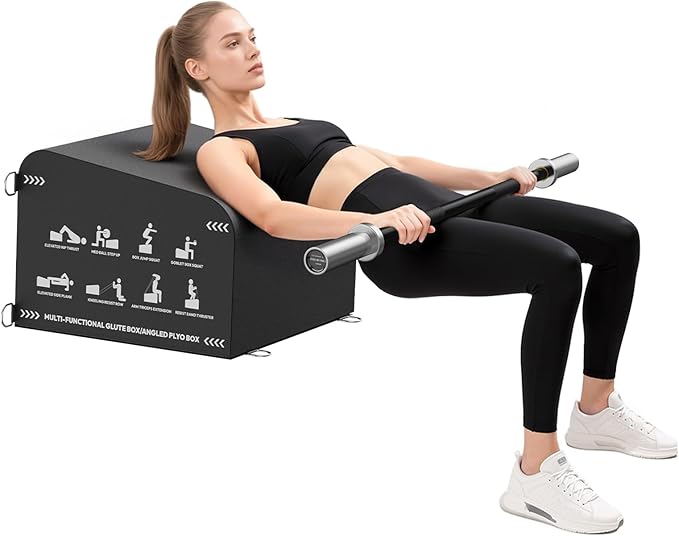 Hip Thrust Bench, Multi-Functional Slip-Free Hip Thrust Machine for Glute Bridge, Box Jump, Push-Ups, Squat, Ab Exercise, Suitable for Home & Gym