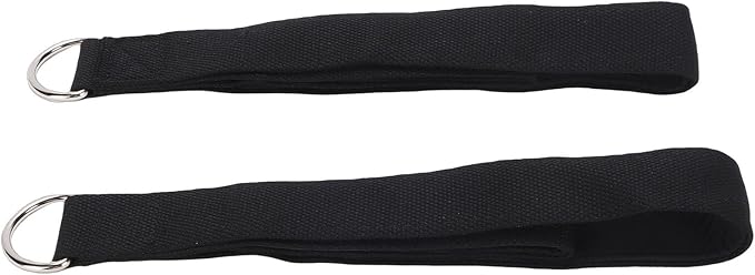 SUNGOOYUE Pilates Straps, Double Loop Exercise Wrist Band with D Buckle for Home Gym Fitness Workouts, Soft Black Cotton Neoprene, 2PCS for Strength and Flexibility Training