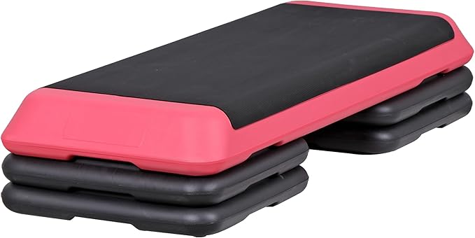JupiterForce 43" Workout Aerobic Exercise Step Platform, Adjustable Aerobic Steppers for Exercise with 4 Removable Risers for Home Gym Strength Training