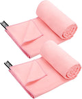 2 Pack Hot Yoga Towel, Super-Absorbent Soft Microfiber Yoga Mat Towels, Mat-Sized Non Slip Yoga Towel for Bikram Pilates Fitness, 72" x 26.5", Pink