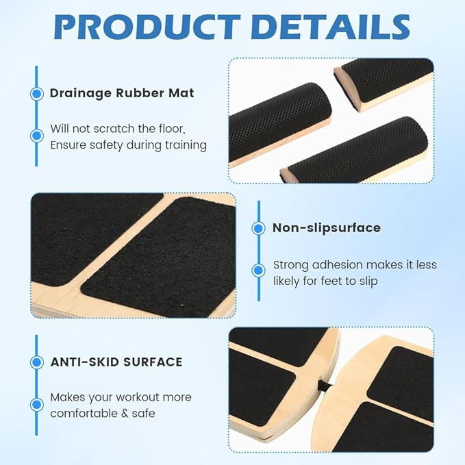 Ankle Balance Board Foot Strengthener Trainer with 12pcs Balls - 300lbs Max Capacity, 18-30° Tilt Adjustment, Wooden Non-Slip Wobble Board for Ankle & Core Stability Training