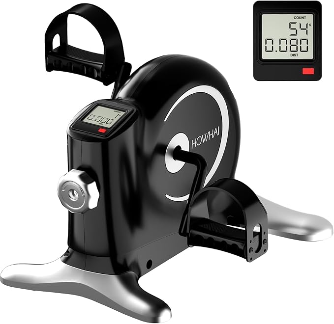 Under Desk Bike Pedal Exerciser, Mini Exercise Bike for Arm/Leg Exercise, Portable Peddler with LCD Display