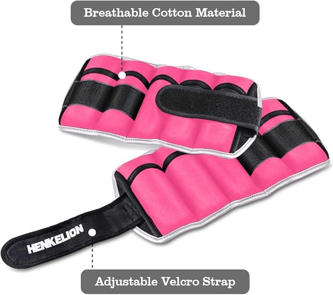 Henkelion 1 Pair 2 3 5 10 Lbs Adjustable Ankle Weights for Women Men Kids, Strength Training Wrist and Ankle Weights Sets for Gym, Fitness Workout, Running, Lifting - Black Grey Pink Blue Purple