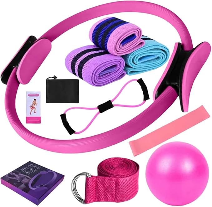 Pilates Essentials Kit for Women - Home Fitness Equipment Set, Includes Pilates Ring, Yoga Ball, Resistance Bands, Booty Bands for Core Strength, Glute Toning, and Yoga Stretching