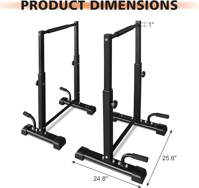 Adjustable Dip Station - 1200 Lbs Capacity Multi-Functional Workout Bar with 6 Height Levels (36.6"-46") for Home Gym Fitness Training, Pull Ups, Dips & Bodyweight Exercises, Black