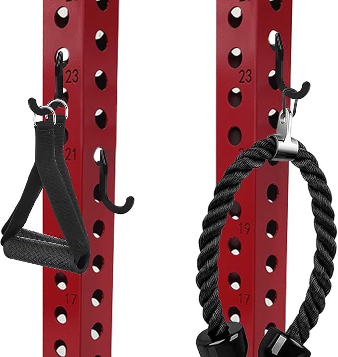 8PSC Power Rack Attachments Hooks,Squat Rack Accessories Hook,DIY Storage Hook for Resistance Bands Barbell Collars and Gym Accessories (2PCS-Black)