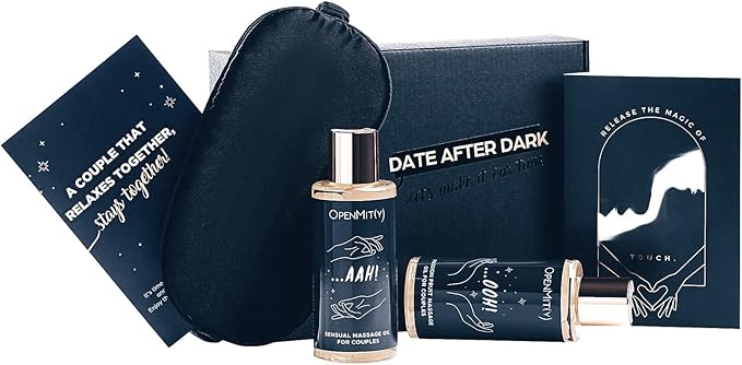 OpenMity Massage Oil for Couples – Date Night Box with Relaxing Massage Oil Set for The Perfect Date Night, Including Two Different Massage Oils and Scratch Off Card