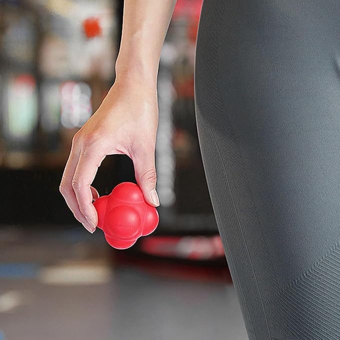 Happyyami Hexagonal Reaction Training Ball for Agility and Fitness, Large 68mm Red Silicone Exercise Reaction Ball for Baseball and Indoor Speed Training
