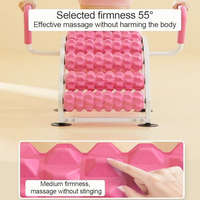 Chair Yoga with Handles, Foldable Pilates Equipment with Multiple Foam Rollers, Home Workout Bench with Suction Cup for Gym, Bedroom, Living Room