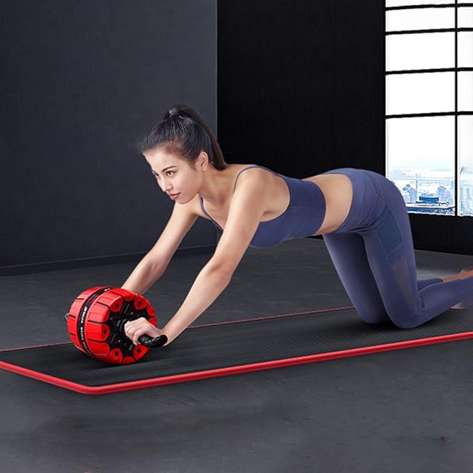 Ab Roller Wheel with Foam Knee Pad Abdominal Workout Equipment Core Exercise Wheel for Man Women Gymnastics Home Gym Core Training Fitness Equipment (Color : Red)