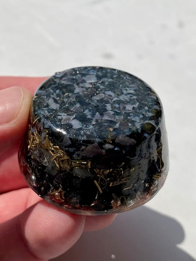 Indigo Gabbro Merlinite Orgone Generator Energy Accumulator 528Hz/7.83Hz/Advance Harmonics Many Beautiful Ingredients and Colors! (Indigo Gabbro Merlinite)