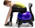 SRNSAEB Exercise Ball Chair with Back Support, Ergonomic Office Chair Yoga Ball to Pregnancy/Gym Goer/Back Pain People, Inflatable Stability Ball Chair with Pump/Wheels(Purple)