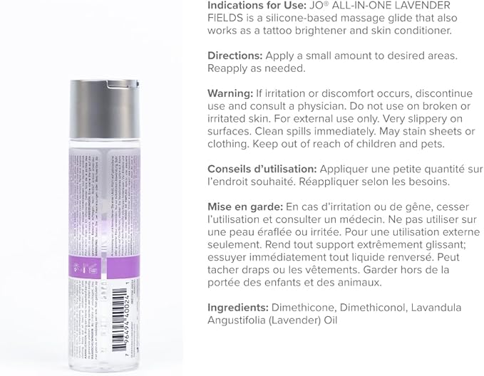 JO Lavender Silicone Massage Oil – Fragrance Free Long Lasting Personal Lube & Massage Glide – 4 fl oz